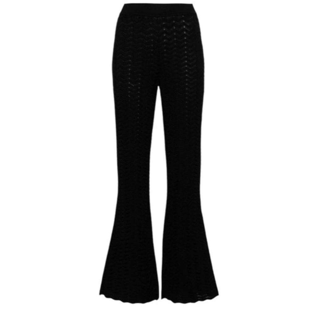 M by Missoni Black Crochet Knitted Flared Pants Size 38 High-Waisted